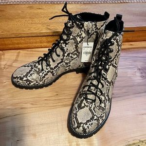 Express Snakeskin Combat boots size 10